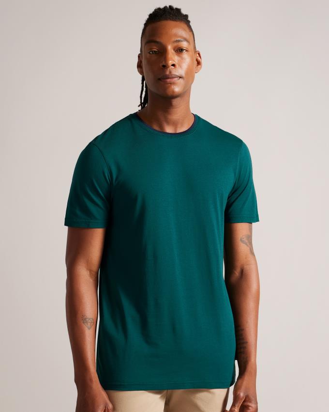 T-Shirt Ted Baker Short Sleeve Vert Foncé Homme | MGG-51039049